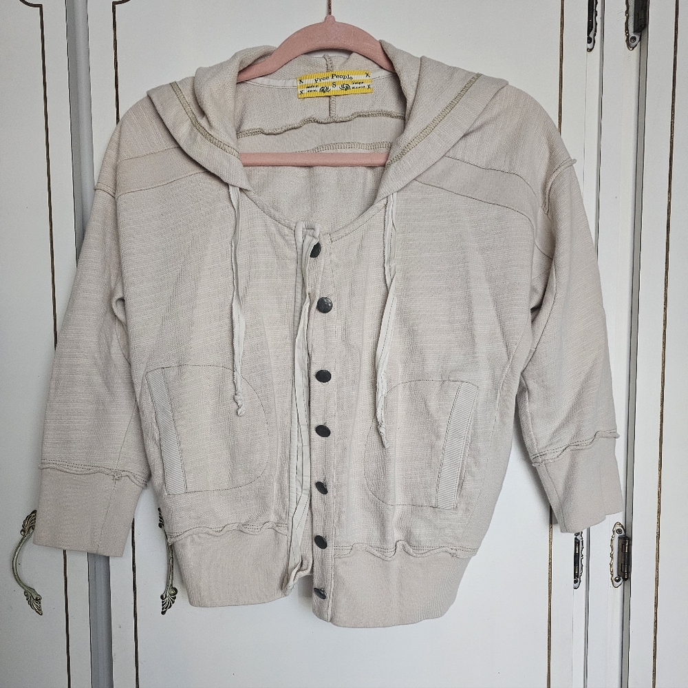 Free People Womens Cream Hooded Jacket